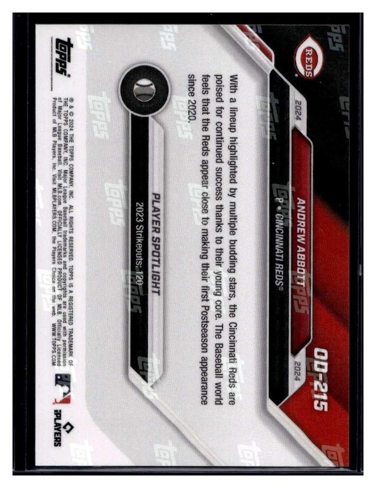 2024 Topps Now Road to Opening Day OD-215 Andrew Abbott RC Blue Parallel 17/49 - Image 2 of 2