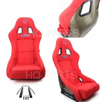 NRG PRISMA FIXED BUCKET RACING SEAT FRP-303RD-ULTRA ALCANTARA RED