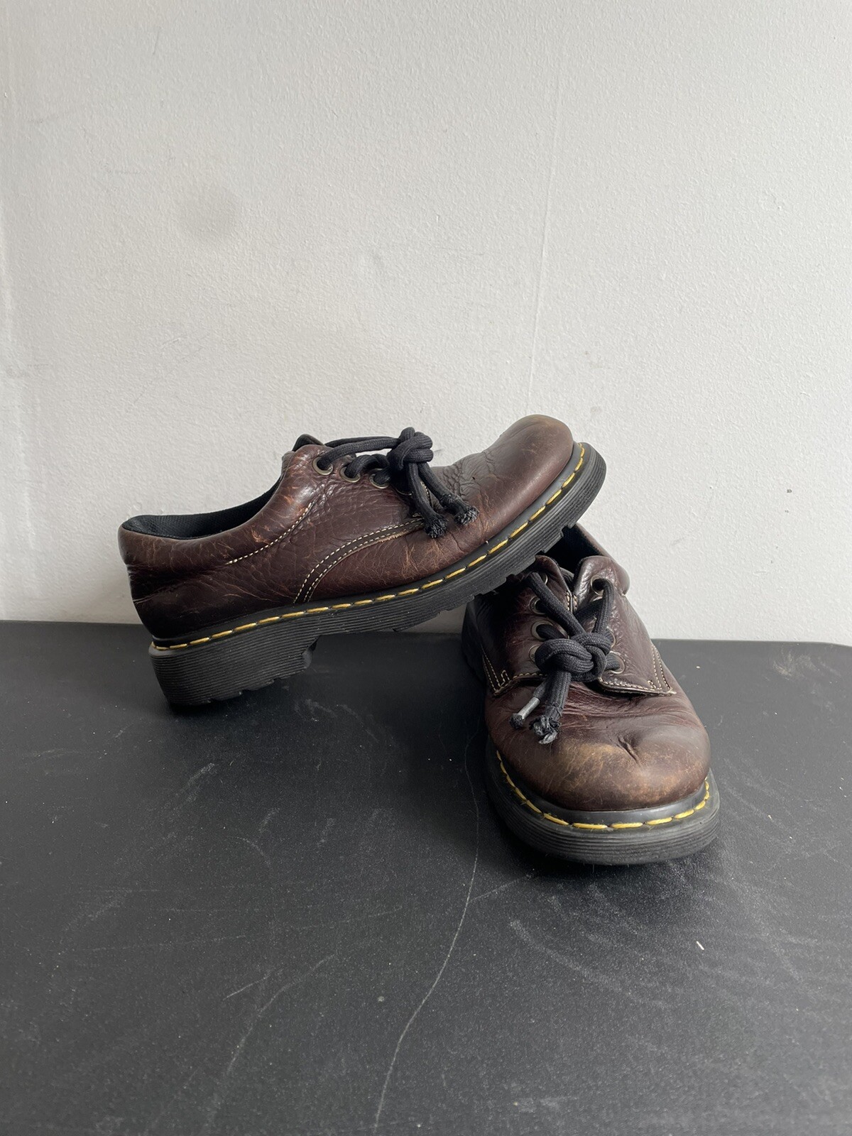 leather chunky grunge stomper brown 