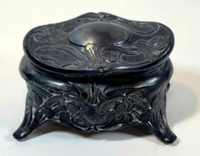 Vtg W B Mfg Co Weidlich Bros Art Nouveau Iris Metal Jewelry Trinket Coffin Box