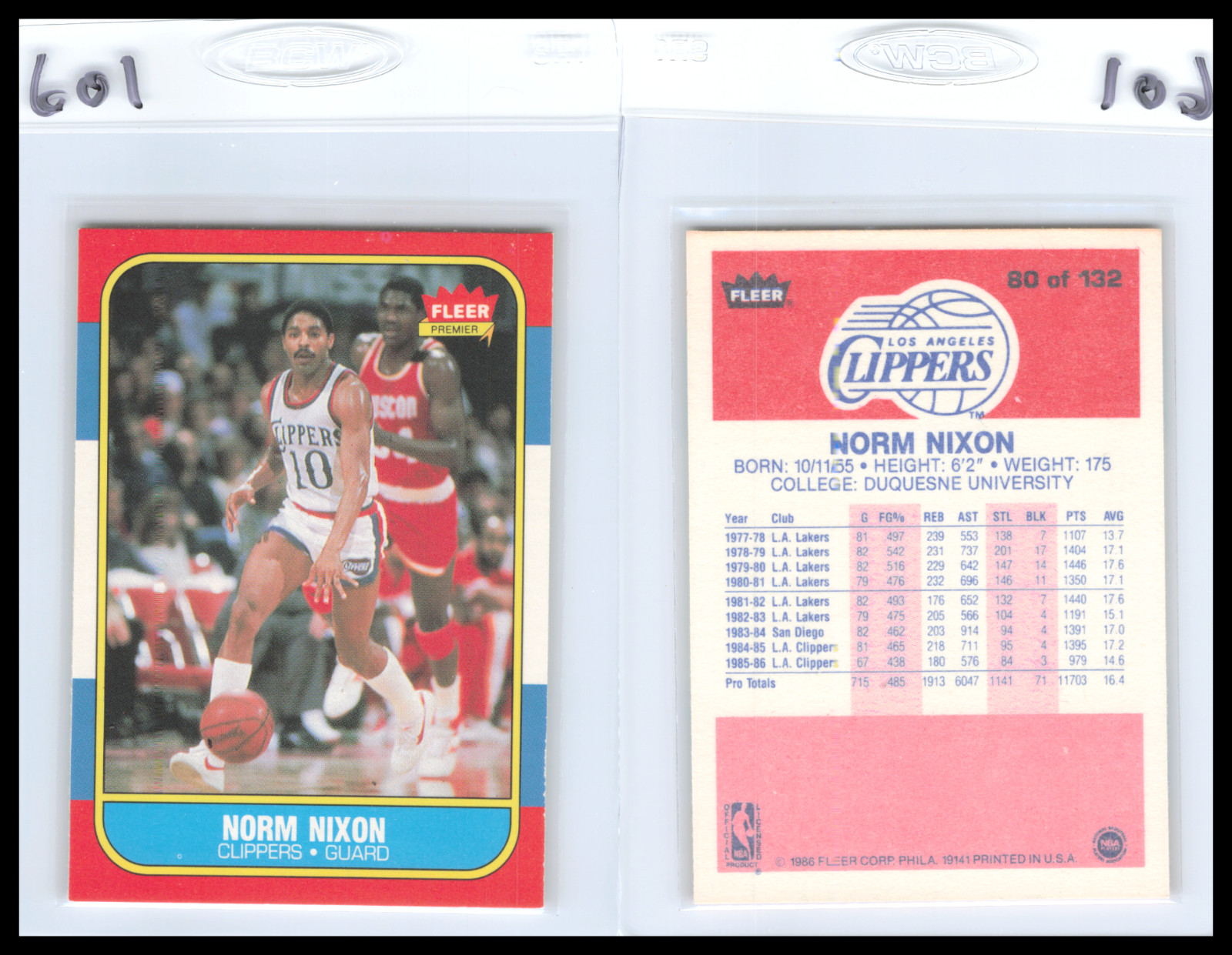 1986-87 Fleer Premier Norm Nixon #80 Los Angeles Clippers    EX/EXMT       601