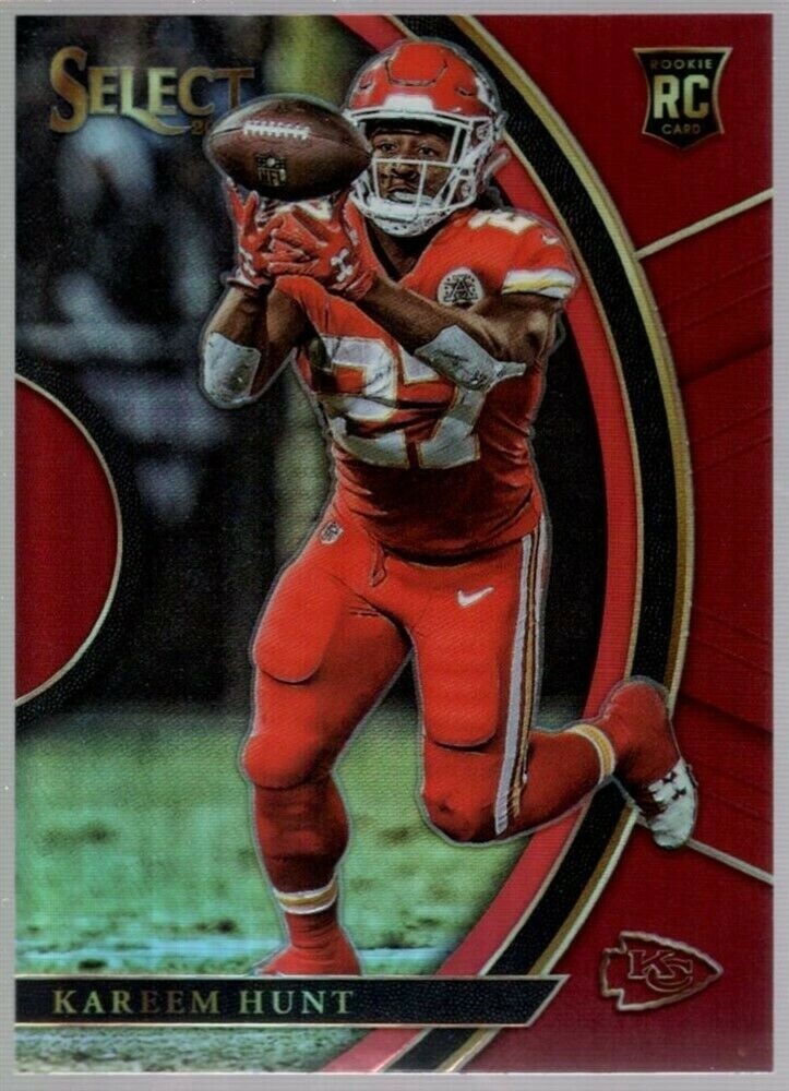 KAREEM HUNT /99 MINT BROWNS ROOKIE CONCOURSE HOLO RED PRIZMS #68 RC 2017 SELECT