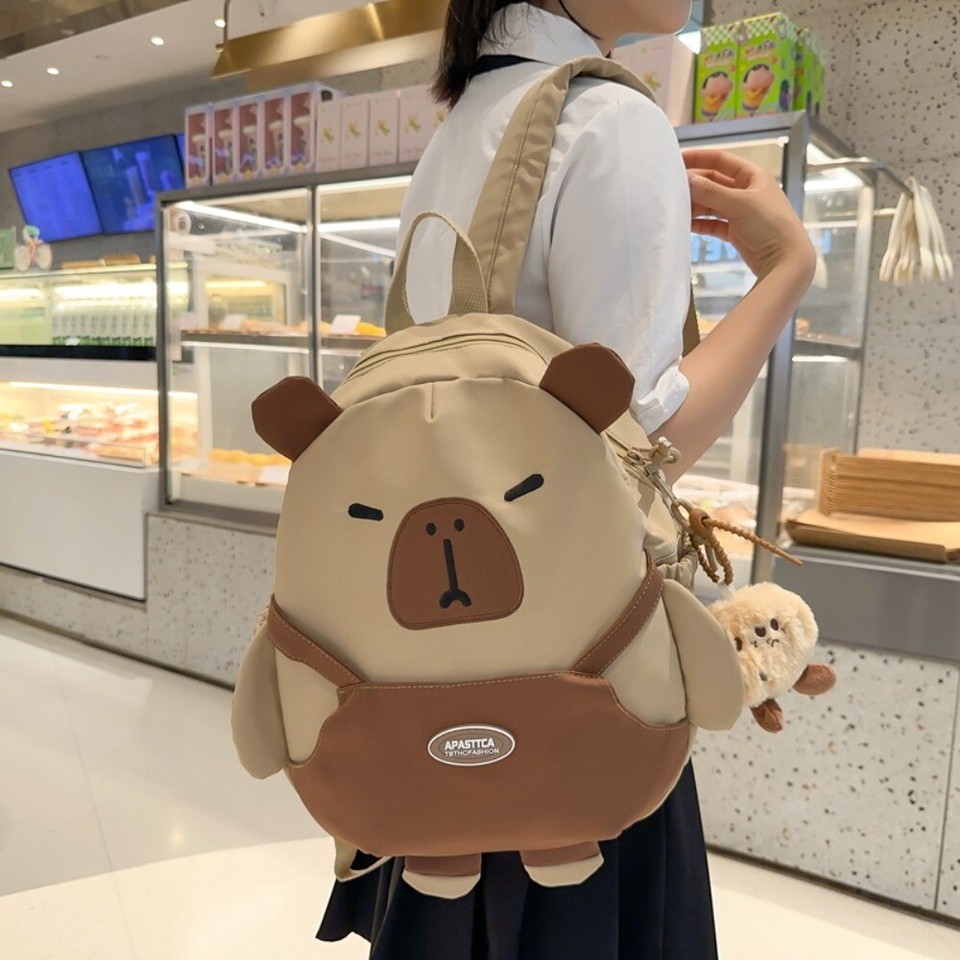 Oshhni Capybara Plüsch-Rucksack – Süße Spielzeugtasche Für Ausflüge, 33x25x13 Cm, Verstellbare Träger