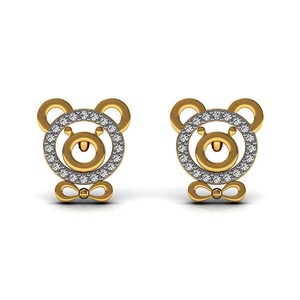 Mickey Mouse Head Stud Earrings Jewelry 18k Yellow Gold ...