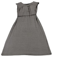 Uniqlo Bra Top Dress XS Black White Geometric Print Sleeveless Midi A-Line Belt