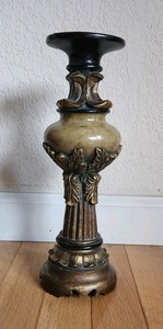 Vintage Sculptured Ornate    Pillar Candle Holder    11.5"     PRE-OWNED