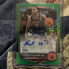 2025-26 Bowman Chrome U Basketball Keyshawn Hall Green Shimmer Auto /99 Auburn