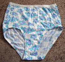 Vintage Jockey For Her 7 L Combed Cotton Floral Brief Logo Waist Older Style