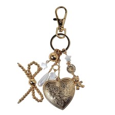 Heart Keychain Cute Bear Bow Gold Bag Charm for Purse Handbag 73 chars