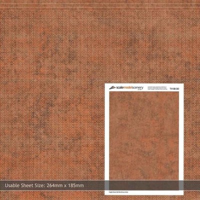 OO/HO Old Red Brown Brick Texture Paper (5 sheets) TX108