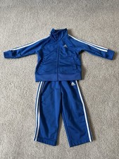 Adidas Boys Blue Tracksuit Size 18 Months 2 Piece Set
