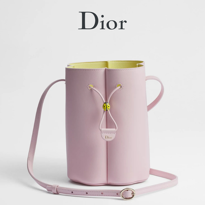 Dior Petit Trefle Mini Bucket Bag Pink Smooth Lambskin Ladybug