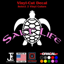 Salt Life Sea Turtle Vinyl Sticker, Car Decal for Truck, Jeep, Window, Bumper
