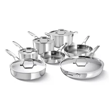 Calphalon Premier Stainless Steel Cookware Set Silver Dishwasher Safe 12-Pieces