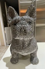 Rhinestone 11.5" French Bulldog Pop Art Sculpture Bling Bank Preowned