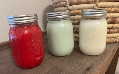 New Hand Poured Bright Red Cinnamon Candies Mason Jar 16oz Candle