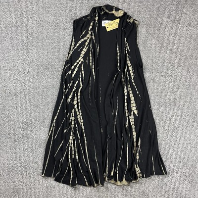 La Luna Loca Vest Womens Medium Felina Tie Dye Lagenlook Bohemian Black
