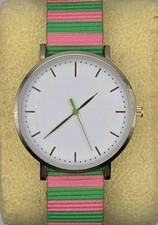 MSPCI Watch Women 37mm Gold Case Pink Faux Leather Band- New Battery