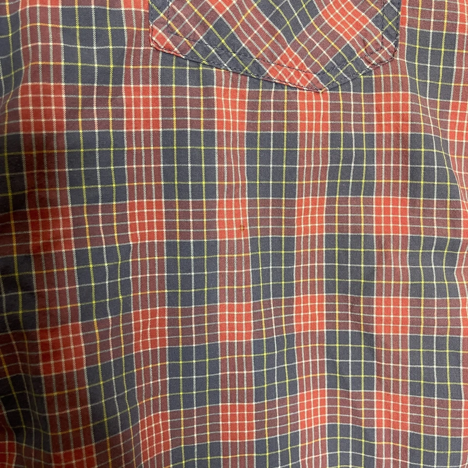 Мужская классическая винтажная рубашка Fossil вестерн в клетку с застежкой спереди короткий рукав M - Изображение 4 из 4