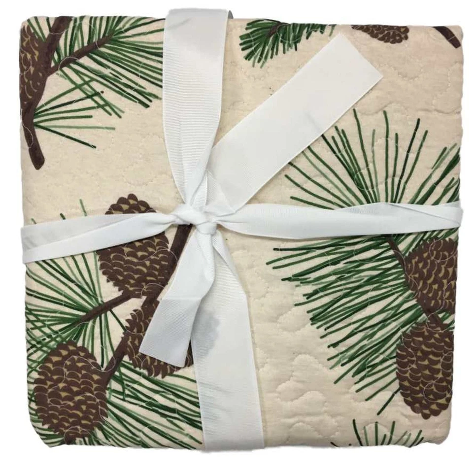 Virah Bella Forest Pines Pinecone Quilted Throw Blanket, Reversible 50" x 60" - Image 3 of 3