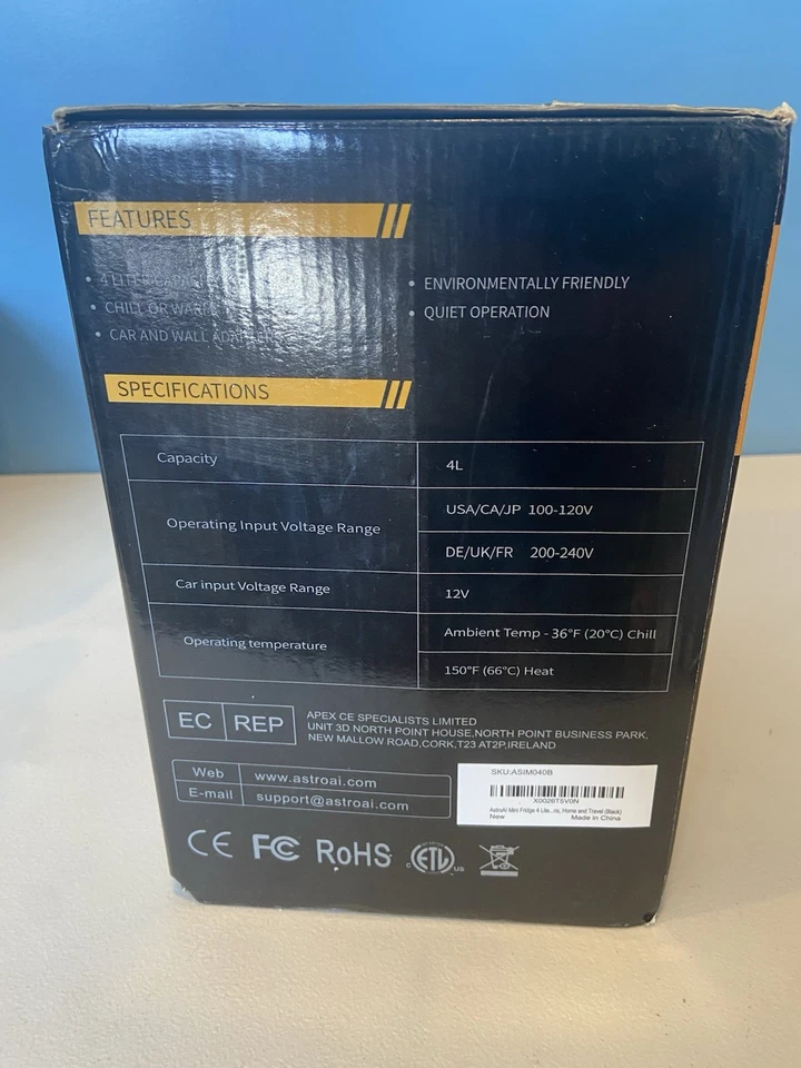 AstroAI Portable Mini Refrigerator (Black) New In Box - Image 4 of 4