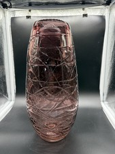Vintage Threaded Amethyst Art Glass Vase
