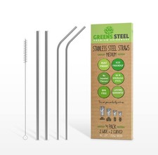 Stainless Steel Straws Medium 5 Piece Set,
