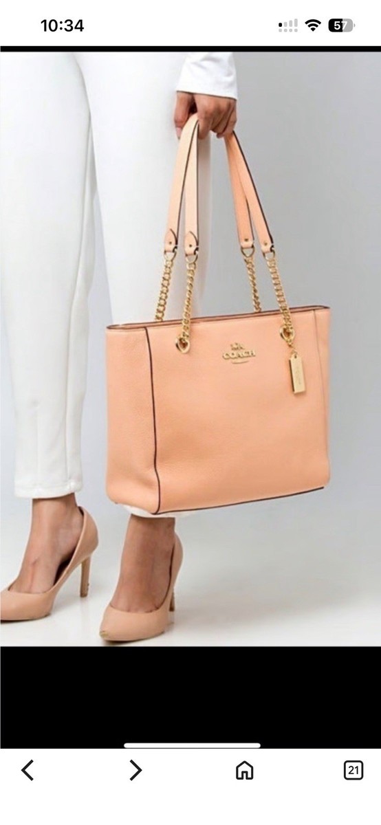 Authentic COACH Cammie Chain Tote with Blush Pebbled Leather