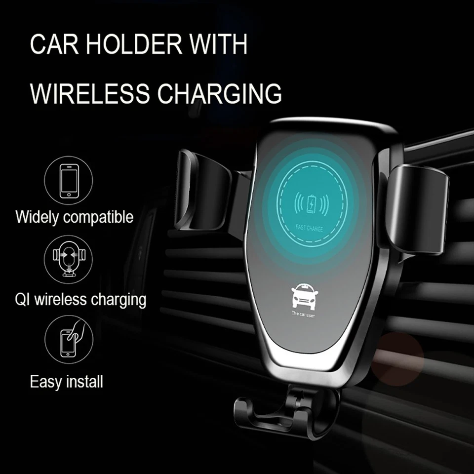 10W Wireless Fast Car Charger Automatic Clamping Phone Holder Mount For Samsung - Image 2 of 4