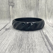 Black Rope Twist Bangle – Vintage Plastic Midi Bracelet