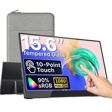 VisionOwl Portable Monitor Touchscreen 15.6 Inch 1080P 90 sRGB 10-Point Touc...