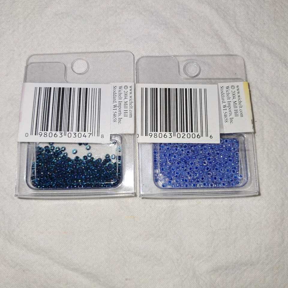 Cuentas de semillas de vidrio Mill Hill - verde azulado 03047, azul 02006 - de Wichelt Foto 2 de 4