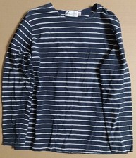 Vtg Women's Small Haley USA Made Top Blue Striped 18" Pit 25" Long