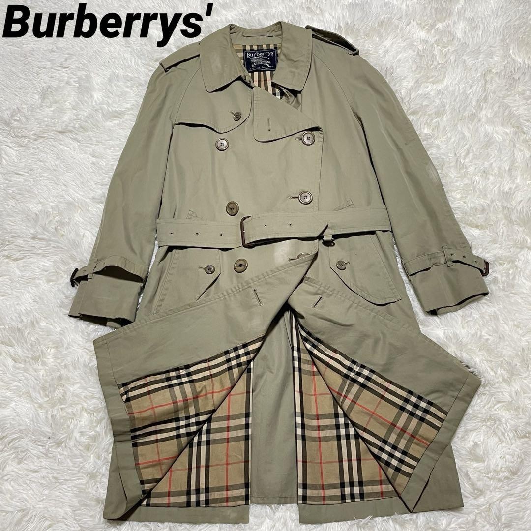 Vintage Burberry Nova Check Iridescent Trench Coat Belt Long Double