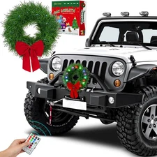 Moveland LED Car Christmas Wreath RGB Remote Driveway Jeep Truck SUV RV Golf