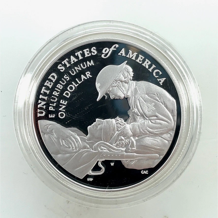 2022-W Purple Heart Hall of Honor $1 Silver Proof Dollar in Capsule no Box / Coa - Image 3 of 4