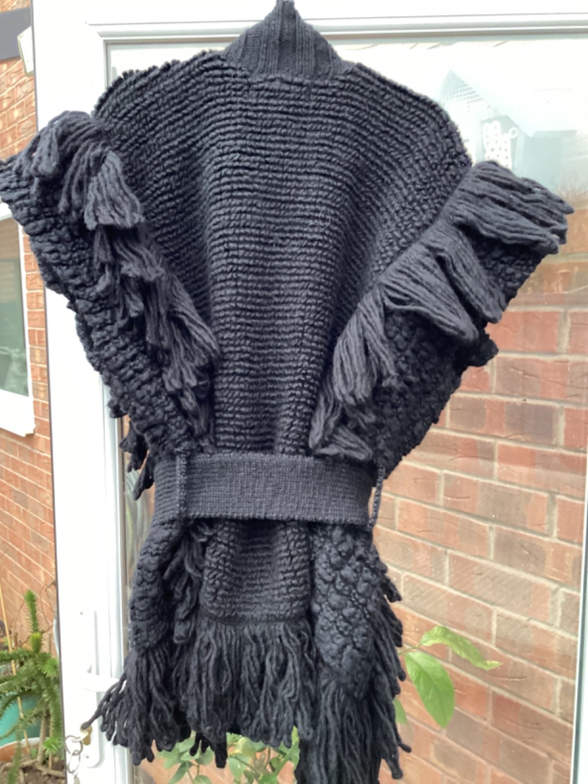 BNWT ZARA SRPLS BLACK 95percent FRINGED BELTED CARDIGAN size S - M RRP £169 REDUCED. image 6