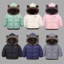 Coat Autumn Winter Thicken Boys Girls Solid Color Hooded Kids Parka 2-6 Years