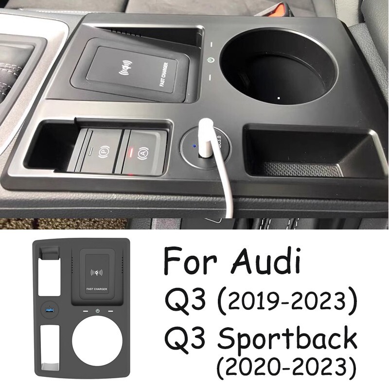 Wireless charger 15W For Audi Q3 Q3sportback 2019-2023 LHD Mobile phone fast USB