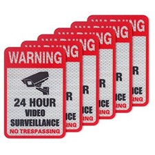 6-Pack Video Surveillance Sign Reflective Sticker Decal Self Adhesive 5.9 x M
