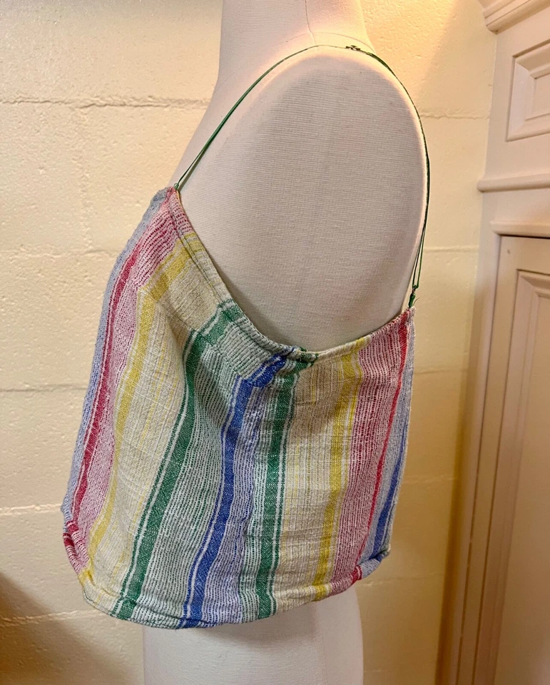 Camiseta sin mangas corta Urban Outfitters arco iris a rayas mezcla de lino gasa talla L Foto 2 de 4