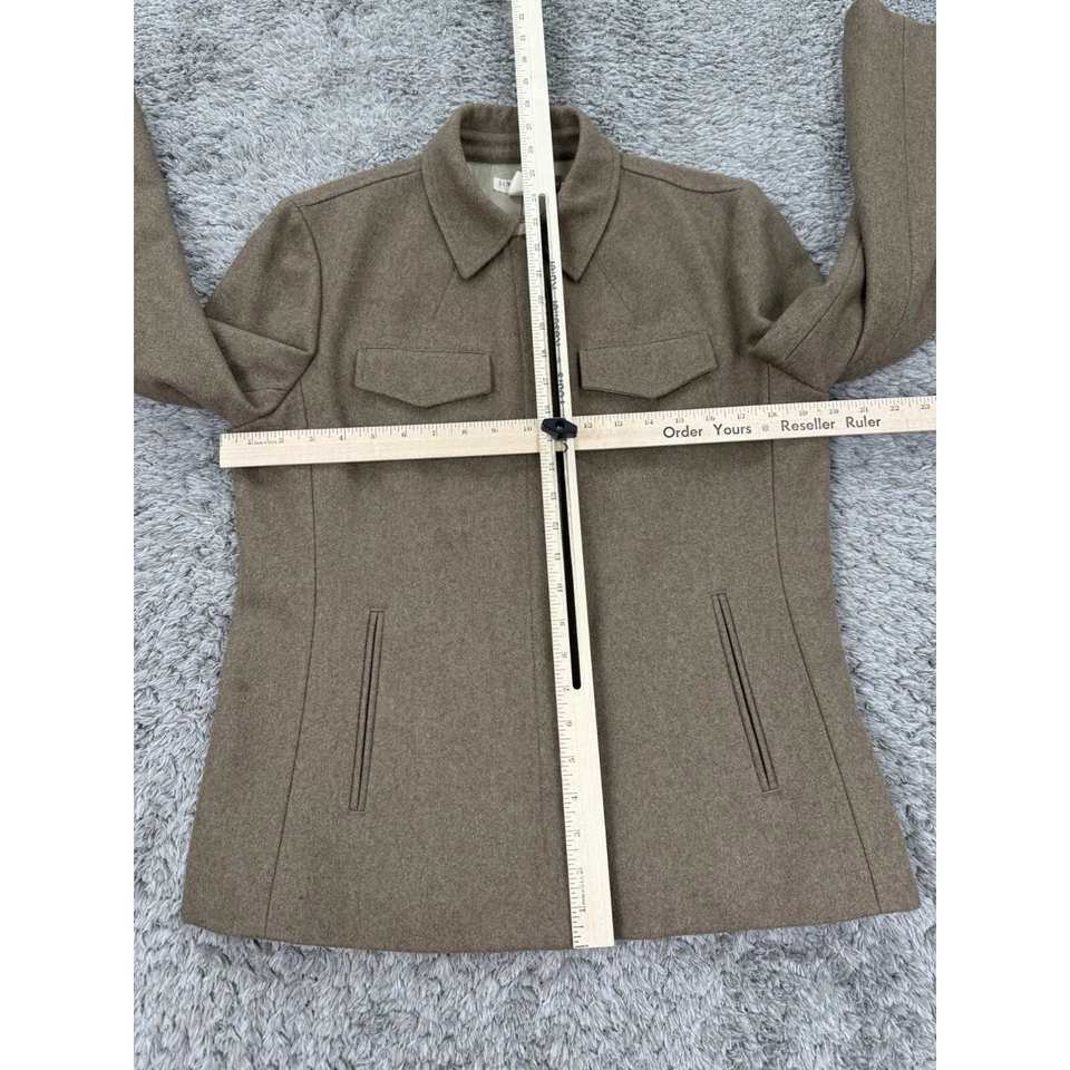 J Crew Jacket Womans Medium Brown Wool Nylon Full Zip Snap Bomber Coat Vtg Y2K - image 3 of 4