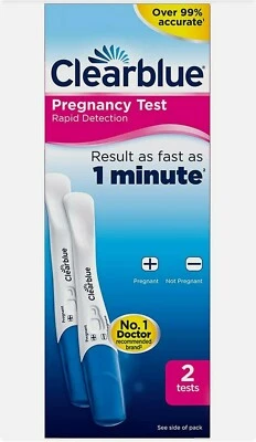 2 x Clearblue Rapid Detection Pregnancy Tests 2 ×Tests Results in 1 Minute