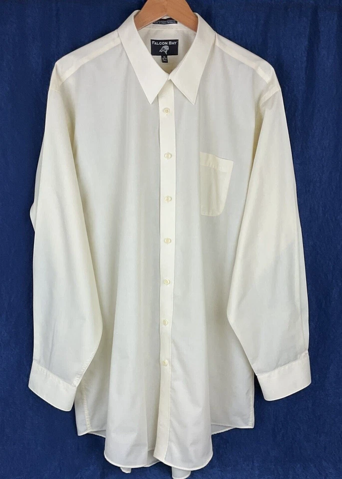 Мужчины комфорт воротник длинным рукавом на пуговицах платье рубашка высокий размер 18 36-37 Lt желтый - Изображение 2 из 4