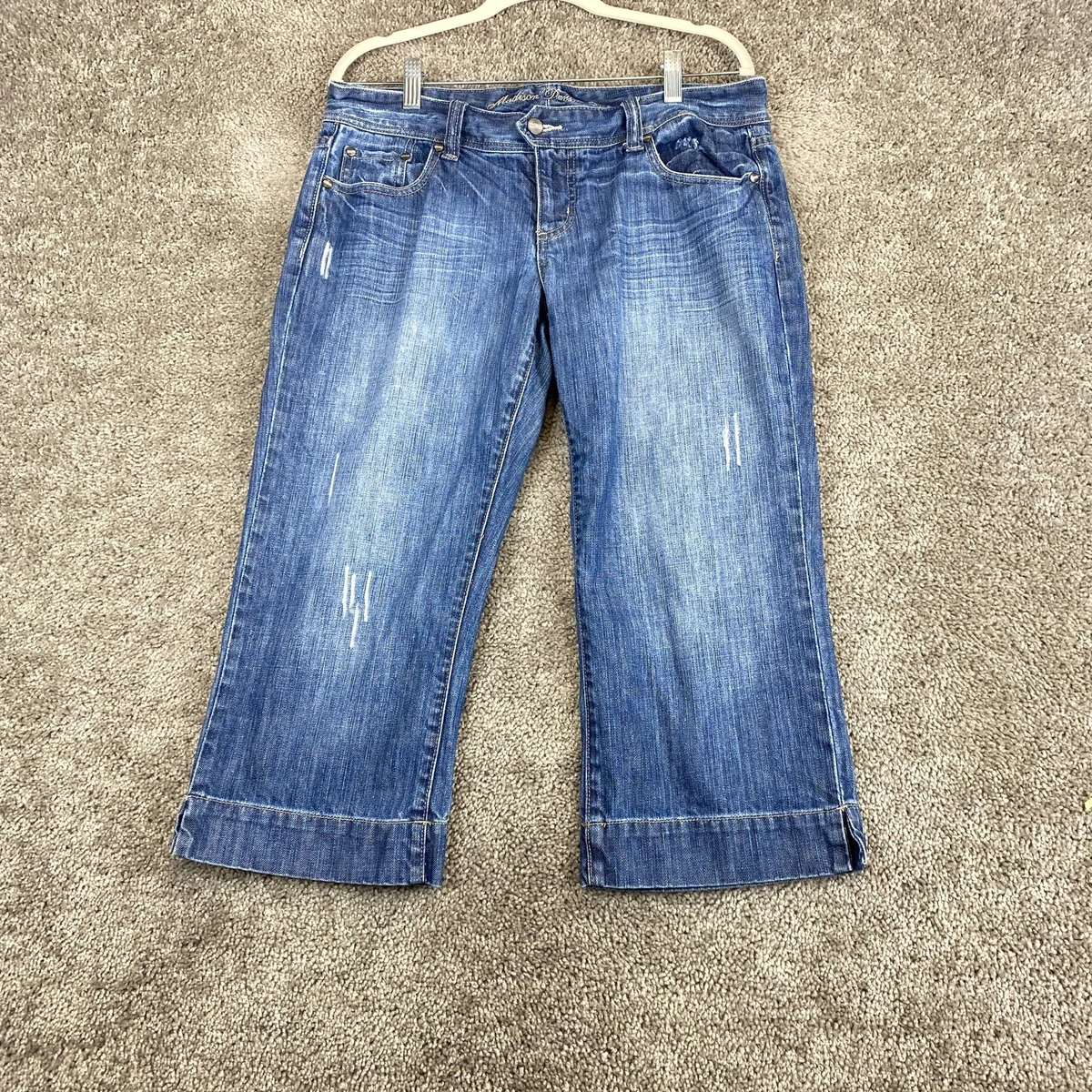 Madison Denim Co. Capri Jeans Juniors 9 10 Blue Medium Wash Low Rise Cotton