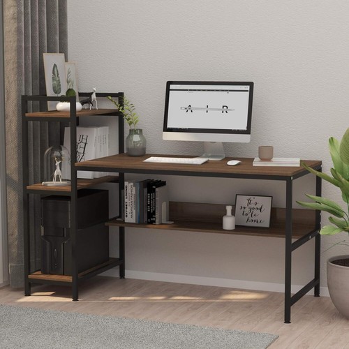 Computertisch Schreibtisch mit Ablagefächern Für Büro Wohnzimmer einfacher Aufb - Bild 4 von 7