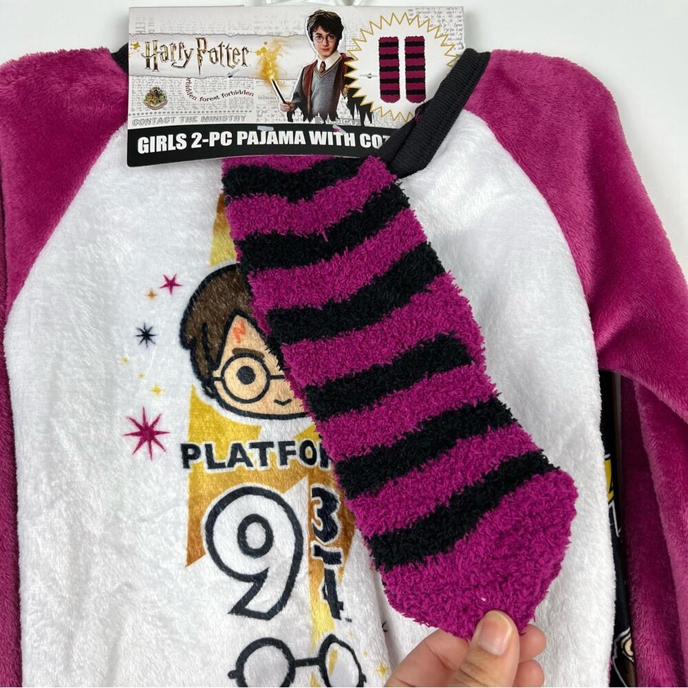 Pyjama Harry Potter Filles Taille S - 2 Pièces Avec Chaussettes Douillettes - NWT