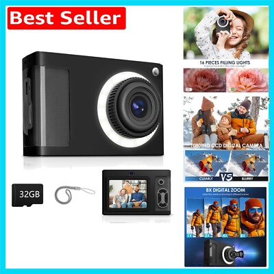 1080P Kinder Digitalkamera mit 16 LED-Leuchten & 2,4'' Bildschirm - perfektes Geschenk