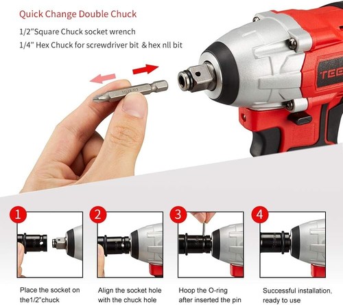 TEENO. 20V Brushless Lithium-Ion Impact Wrench 3.0Ah Batteries, Charger, 3pcs - Picture 4 of 6