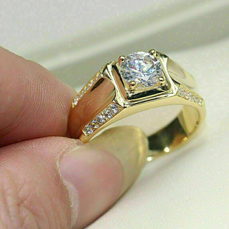 Mens gold cubic store zirconia rings